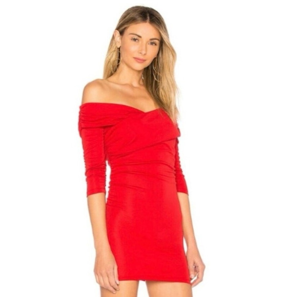 MAJORELLE Cypress Off Shoulder Mini Dress Sz S Red Date Night Siren Core Glam